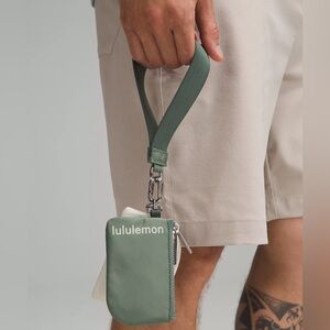 Lululemon Dual Pouch Wristlet- Grey Eucalyptus/Bone
